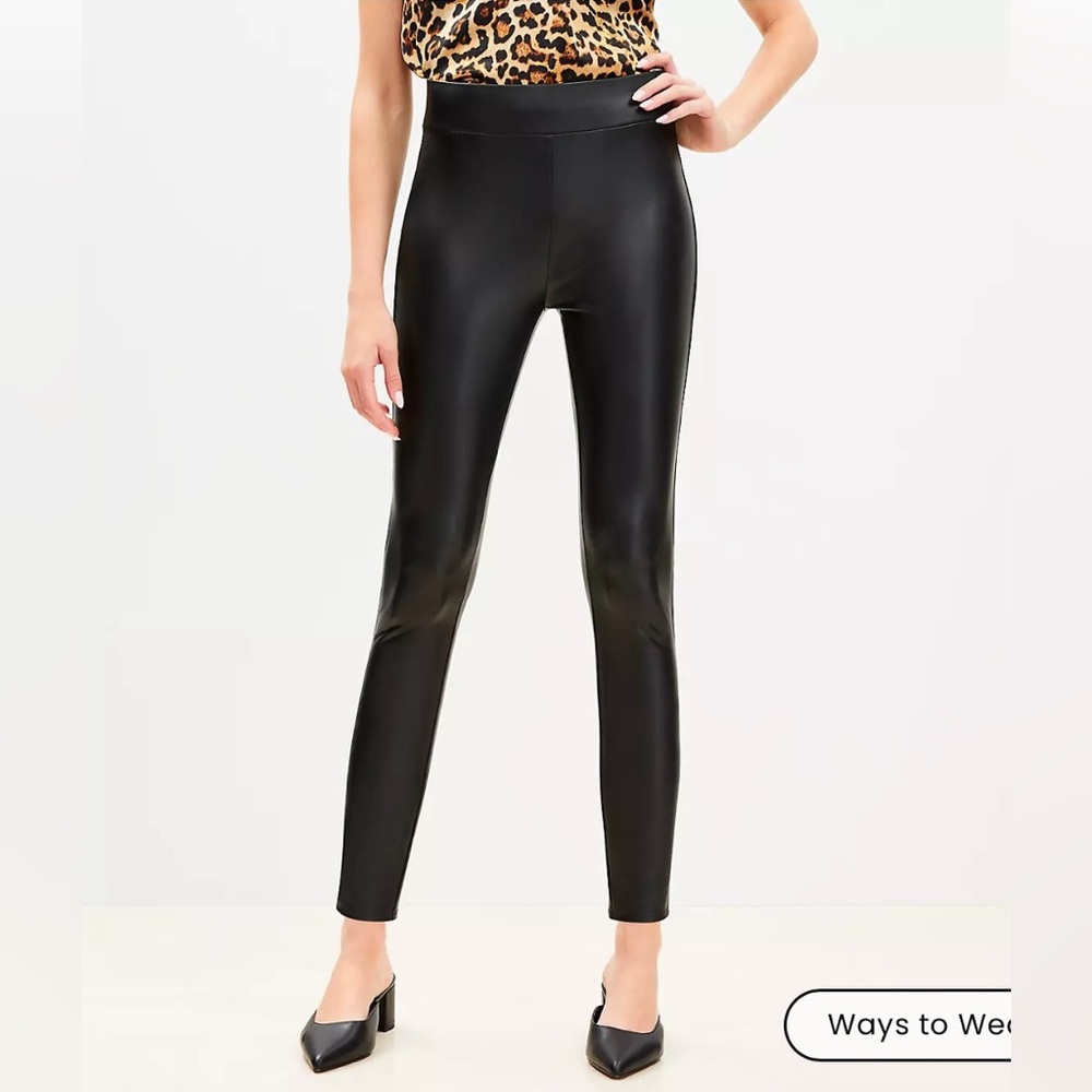 LOFT Petite Black Faux Leather Leggings
